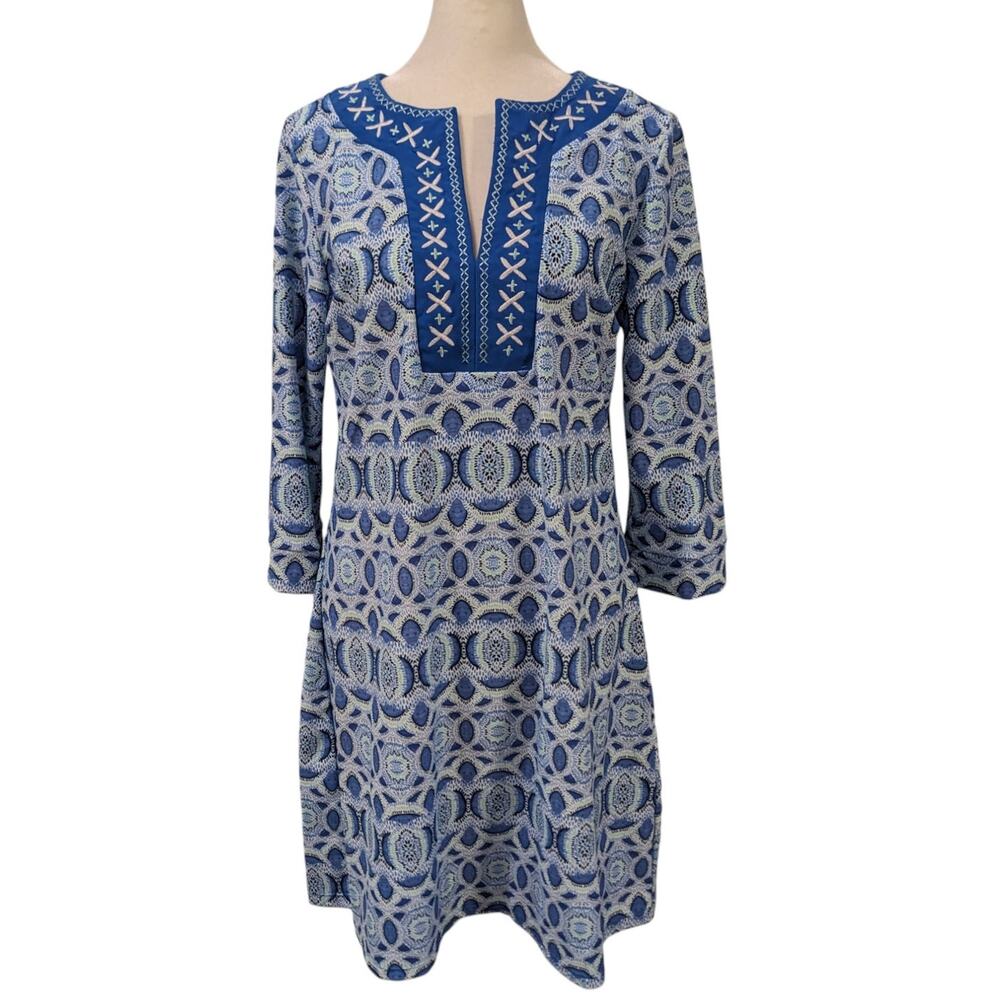 Cabana Life Blue Roadmap Embroidered Shift Coverup Medium